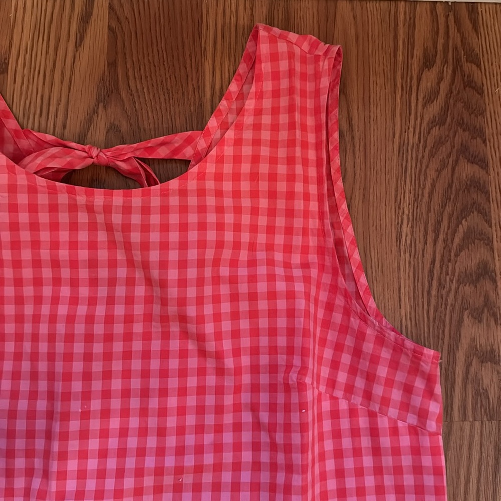 J. Crew Factory Pink Gingham Peplum Tank - Picture 2 of 4